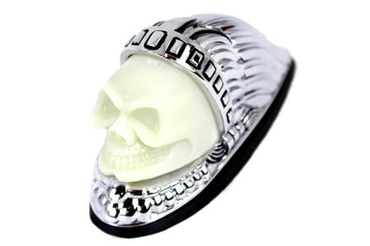 V-Twin 78659 Skull Head Front Fender Lamp with Chrome Finish by V-Twin