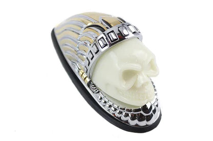 V-Twin Skull Head Front Fender Lamp with Gold and Chrome Finish – Part #78659G by V-Twin