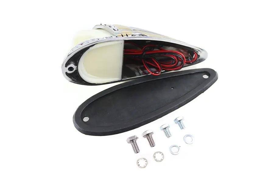 V-Twin Skull Head Front Fender Lamp with Gold and Chrome Finish – Part #78659G by V-Twin