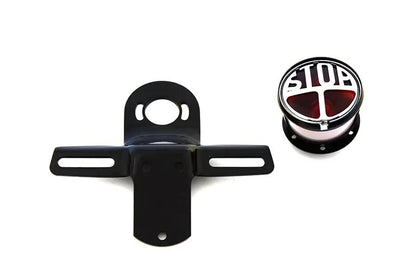 V-Twin Chrome Round Stop Lamp Kit with Black Mounting Bracket - 12V Bulb by V-Twin