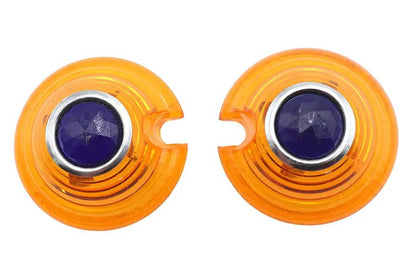 Wyatt Gatling Marker Lamp Lens Amber with Blue Dot Bullet Style - Set of Two by Wyatt Gatling