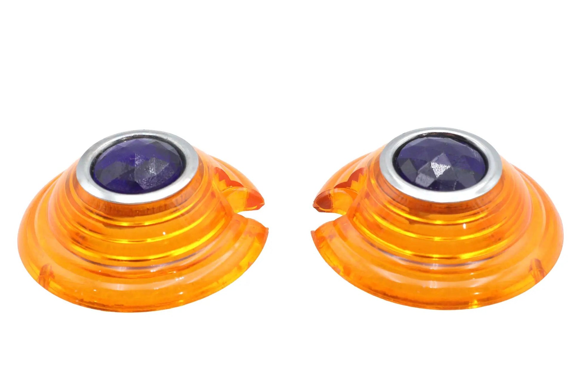 Wyatt Gatling Marker Lamp Lens Amber with Blue Dot Bullet Style - Set of Two by Wyatt Gatling