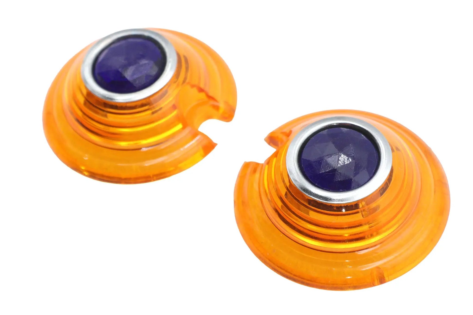 Wyatt Gatling Marker Lamp Lens Amber with Blue Dot Bullet Style - Set of Two by Wyatt Gatling