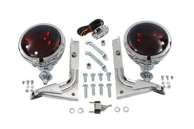 V-Twin Red Pursuit Spotlamp Kit with Turn Signal Flasher for Harley Davidson FL (1960-1969) by V-Twin