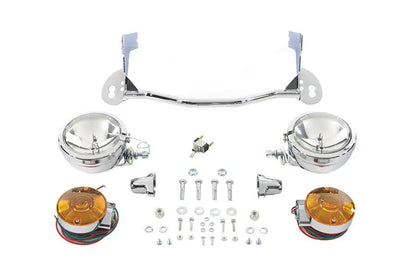 V-Twin Chrome Spotlamp Kit with Amber Turn Signal Set for Harley Davidson FLHR (1994-2003) by V-Twin