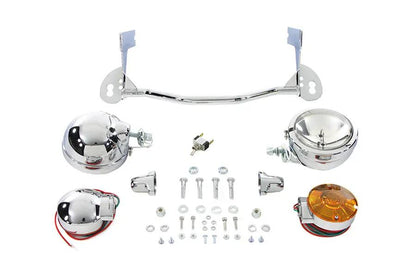 V-Twin Chrome Spotlamp Kit with Amber Turn Signal Set for Harley Davidson FLHR (1994-2003) by V-Twin