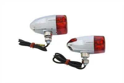 Wyatt Gatling Chrome Snake Eye Marker Lamp Set Red – 2-1/4 inch Decorative Turn Signal Lights by Wyatt Gatling