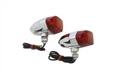 Wyatt Gatling Chrome Snake Eye Marker Lamp Set Red – 2-1/4 inch Decorative Turn Signal Lights by Wyatt Gatling