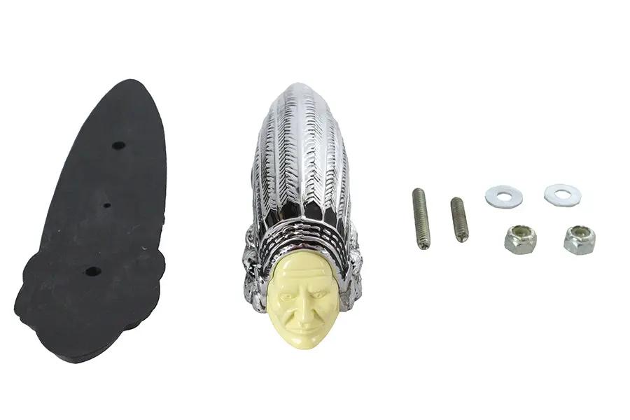 Wyatt Gatling 33-2194 Indian Face Front Fender Lamp - 12V White Metal Shell, Ready to Install by Wyatt Gatling