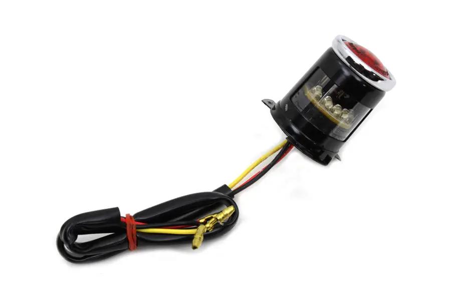 Wyatt Gatling 20-5513LEDE-A Black 1-Inch Round LED Tail Lamp with Chrome Rim and Red Lens by Wyatt Gatling