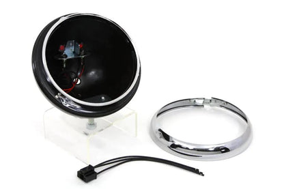 Wyatt Gatling Black 7 Inch K Headlamp Housing with Chrome Rim for Harley Davidson (1954-1958) by Wyatt Gatling