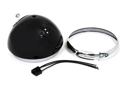 Wyatt Gatling Black 7 Inch K Headlamp Housing with Chrome Rim for Harley Davidson (1954-1958) by Wyatt Gatling