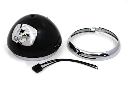 Wyatt Gatling Black 7 Inch K Headlamp Housing with Chrome Rim for Harley Davidson (1954-1958) by Wyatt Gatling