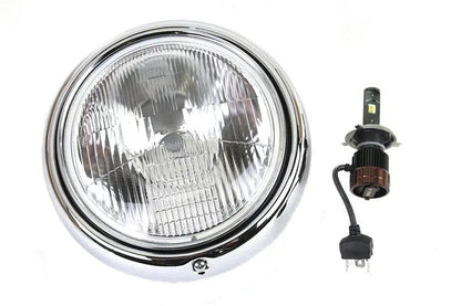 V-Twin 7 Inch LED/H-4 Headlamp Unit for Harley Davidson FL Models by V-Twin