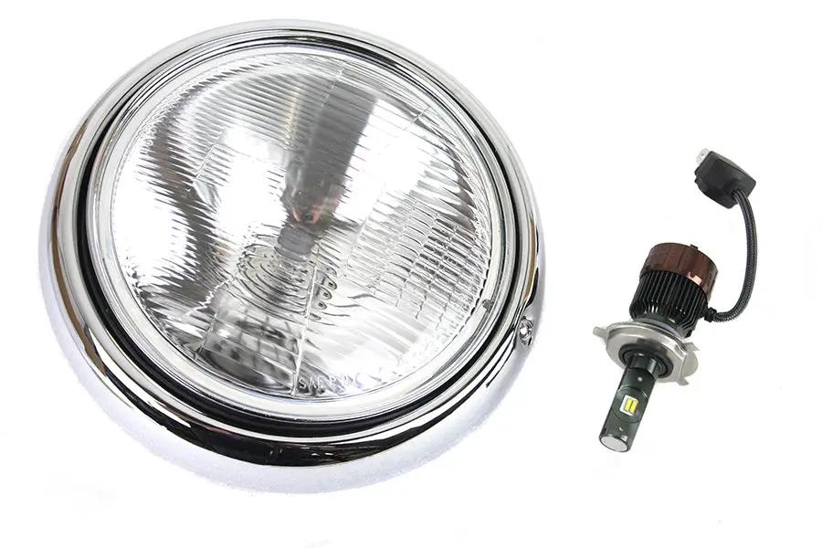 V-Twin 7 Inch LED/H-4 Headlamp Unit for Harley Davidson FL Models by V-Twin