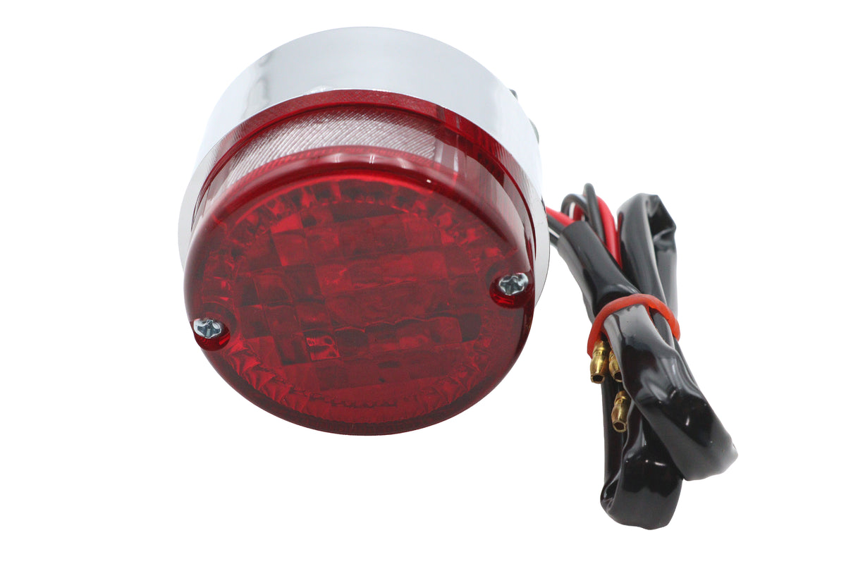 V-Twin 77702A Round Tail Lamp Assembly with Red Lens