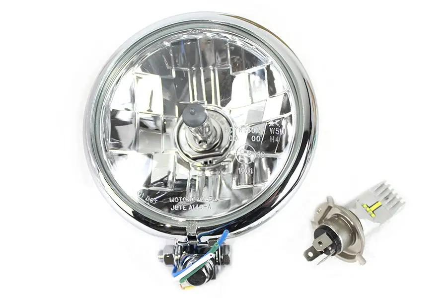 V-Twin 5-3/4 inch Bates Style 6 Volt LED Headlamp Chrome - Eyelet Mounting by V-Twin