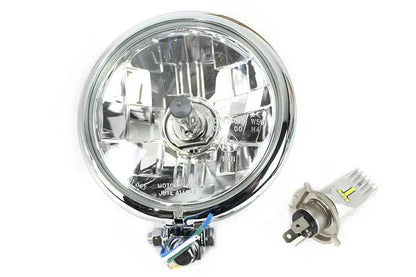 V-Twin 5-3/4 inch Bates Style 6 Volt LED Headlamp Chrome - Eyelet Mounting by V-Twin