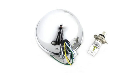 V-Twin 5-3/4 inch Bates Style 6 Volt LED Headlamp Chrome - Eyelet Mounting by V-Twin