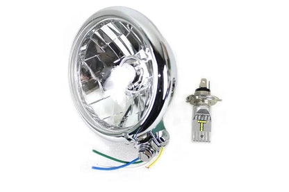 V-Twin 5-3/4 inch Bates Style 6 Volt LED Headlamp Chrome - Eyelet Mounting by V-Twin