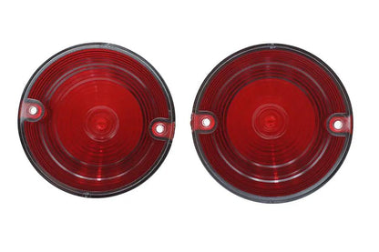V-Twin Bullistic Turn Signal Lenses with Red Bulb Cover for Harley Davidson FL - 83mm Diameter by V-Twin