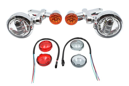 V-Twin Chrome Spotlamp Assembly with Brackets and Turn Signals for Harley Davidson FLHR & FLHX by V-Twin