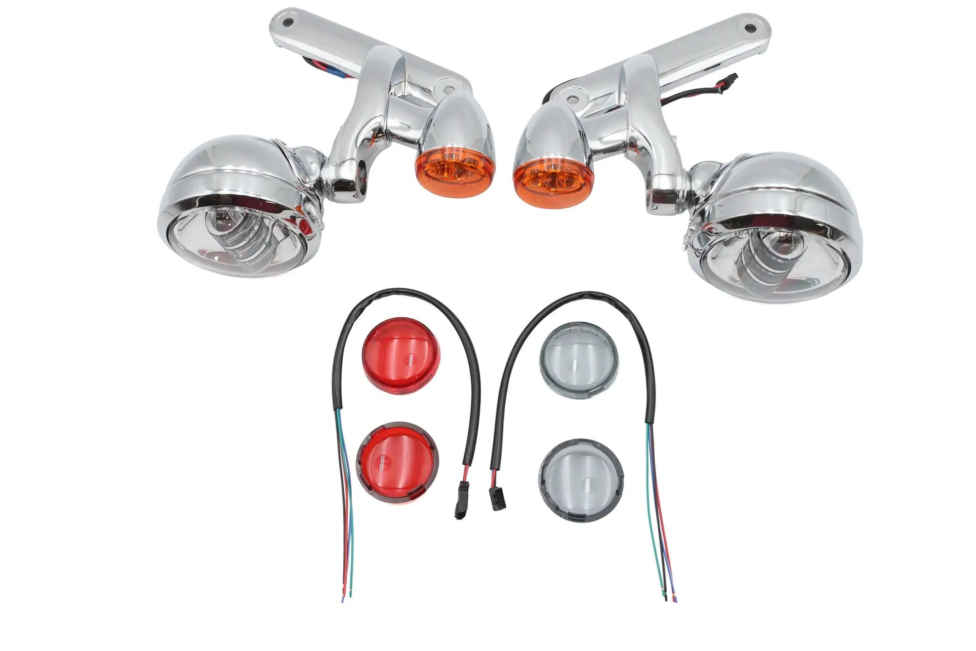 V-Twin Chrome Spotlamp Assembly with Brackets and Turn Signals for Harley Davidson FLHR & FLHX by V-Twin