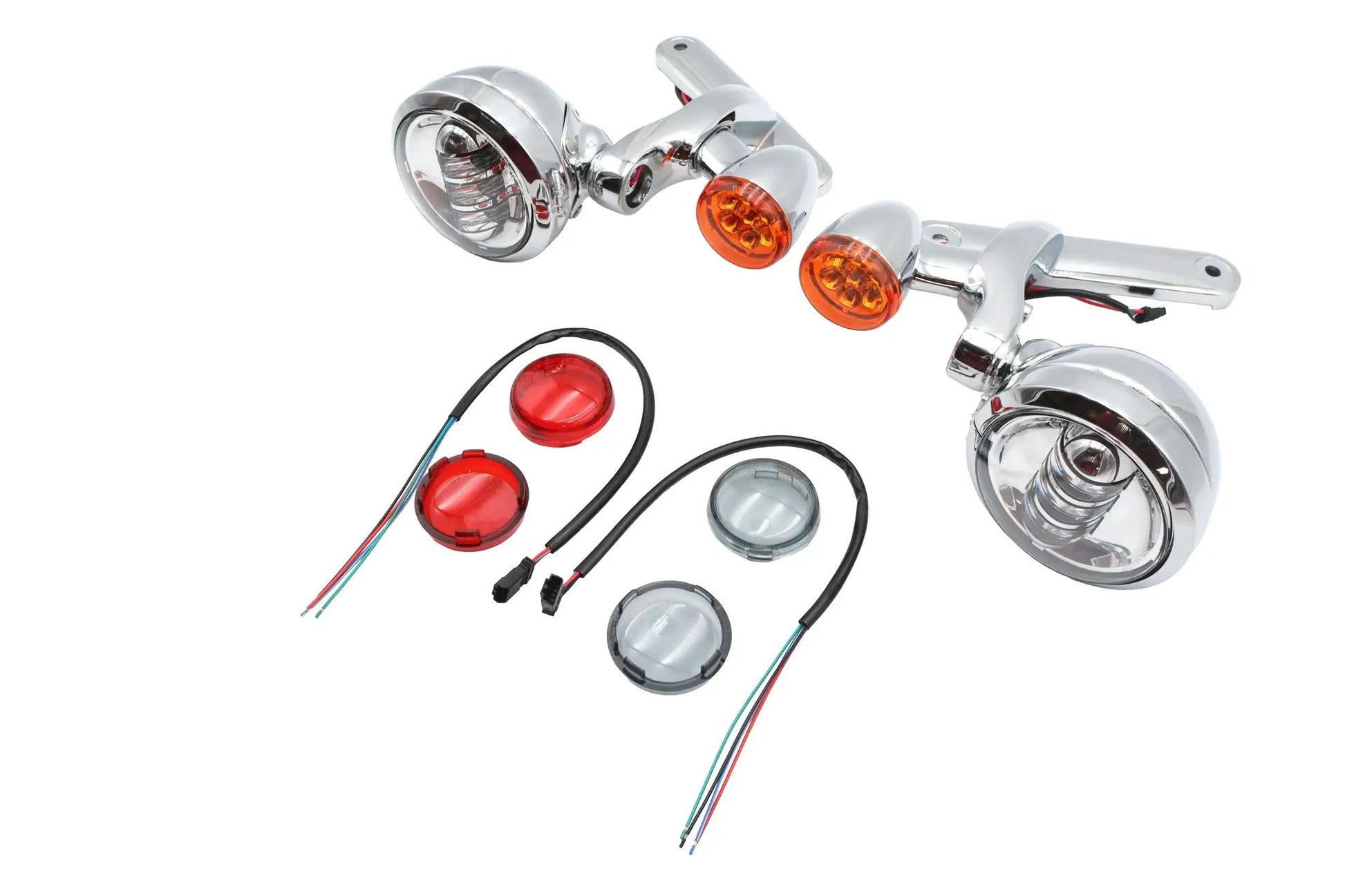 V-Twin Chrome Spotlamp Assembly with Brackets and Turn Signals for Harley Davidson FLHR & FLHX by V-Twin