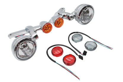 V-Twin Chrome Spotlamp Assembly with Brackets and Turn Signals for Harley Davidson FLHR & FLHX by V-Twin
