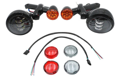 V-Twin Black Spotlamp Assembly with Brackets and Turn Signals for Harley Davidson FLHX and FLHR by V-Twin