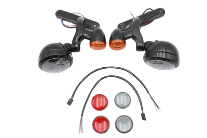 V-Twin Black Spotlamp Assembly with Brackets and Turn Signals for Harley Davidson FLHX and FLHR by V-Twin
