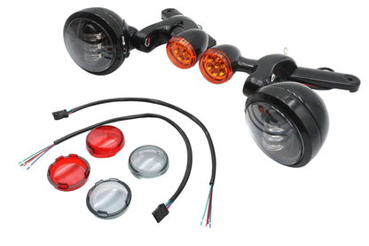 V-Twin Black Spotlamp Assembly with Brackets and Turn Signals for Harley Davidson FLHX and FLHR by V-Twin
