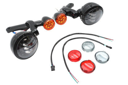 V-Twin Black Spotlamp Assembly with Brackets and Turn Signals for Harley Davidson FLHX and FLHR by V-Twin