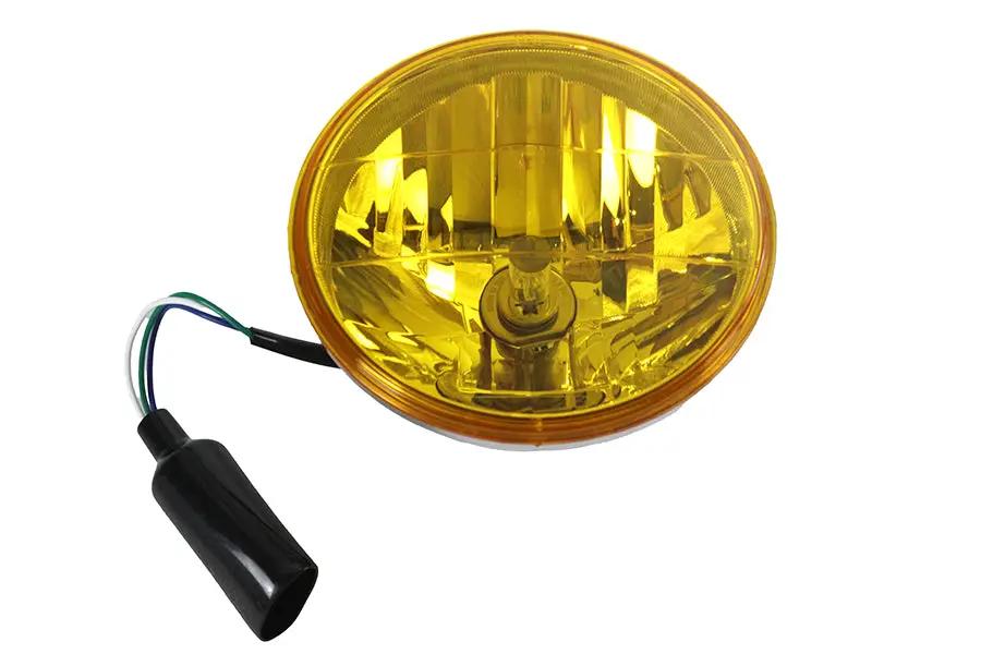 Wyatt Gatling 83080Y 7 Inch Round Sealed Beam Headlamp for Harley Davidson FXST by Wyatt Gatling
