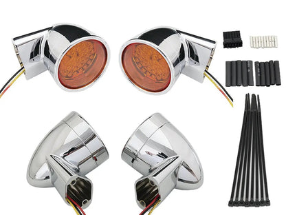 Wyatt Gatling Chrome Revox Bullet LED Turn Signal Lamp Kit for Harley Davidson FLH (1994-2003) by Wyatt Gatling
