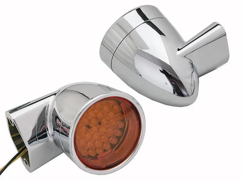 Wyatt Gatling Chrome Revox Bullet LED Rear Turn Signal Set for Harley Davidson FLH by Wyatt Gatling