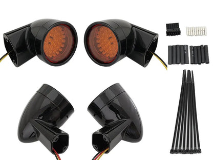 Wyatt Gatling Black Revox Bullet LED Turn Signal Lamp Kit for Harley Davidson FLH (1994-2003) by Wyatt Gatling