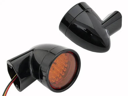 Wyatt Gatling Black Revox Bullet LED Front Turn Signal Set for Harley Davidson FLH (1994-2003) by Wyatt Gatling
