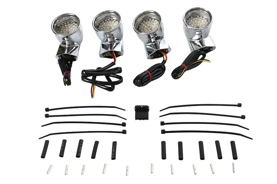 Wyatt Gatling Chrome Revox Bullet LED Turn Signal Lamp Kit for Harley Davidson FLH (1994-2003) by Wyatt Gatling