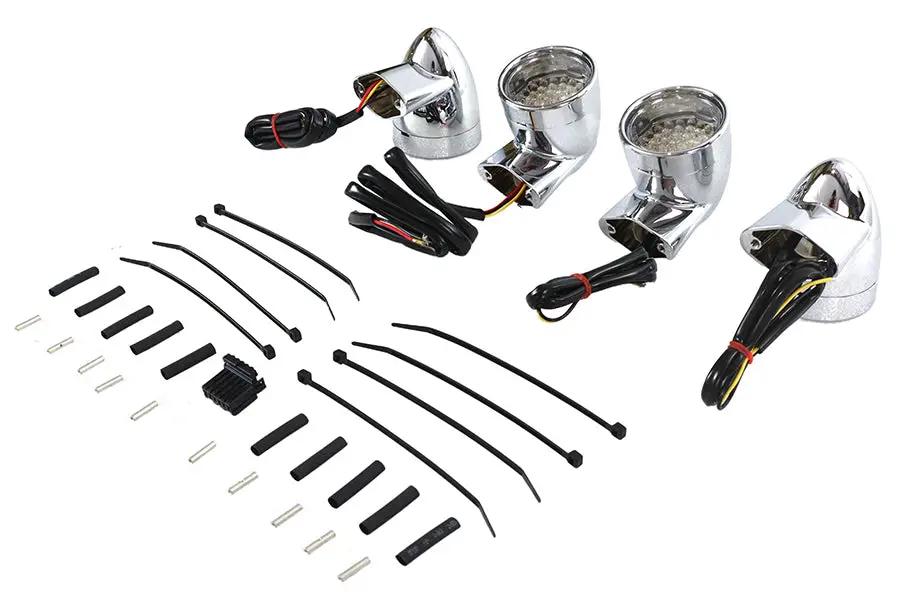 Wyatt Gatling Chrome Revox Bullet LED Turn Signal Lamp Kit for Harley Davidson FLH (1994-2003) by Wyatt Gatling