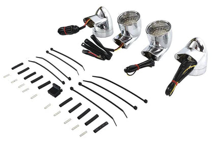 Wyatt Gatling Chrome Revox Bullet LED Turn Signal Lamp Kit for Harley Davidson FLH (1994-2003) by Wyatt Gatling