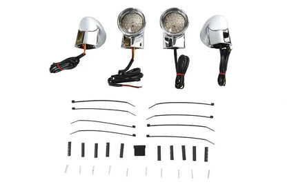 Wyatt Gatling Chrome Revox Bullet LED Turn Signal Lamp Kit for Harley Davidson FLH (1994-2003) by Wyatt Gatling