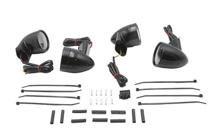 Wyatt Gatling Black Revox Bullet LED Turn Signal Lamp Kit for Harley Davidson FLH (1994-2003) by Wyatt Gatling