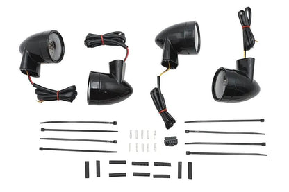 Wyatt Gatling Black Revox Bullet LED Turn Signal Lamp Kit for Harley Davidson FLH (1994-2003) by Wyatt Gatling