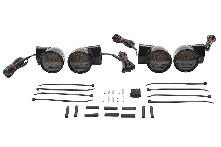 Wyatt Gatling Black Revox Bullet LED Turn Signal Lamp Kit for Harley Davidson FLH (1994-2003) by Wyatt Gatling