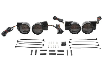 Wyatt Gatling Black Revox Bullet LED Turn Signal Lamp Kit for Harley Davidson FLH (1994-2003) by Wyatt Gatling