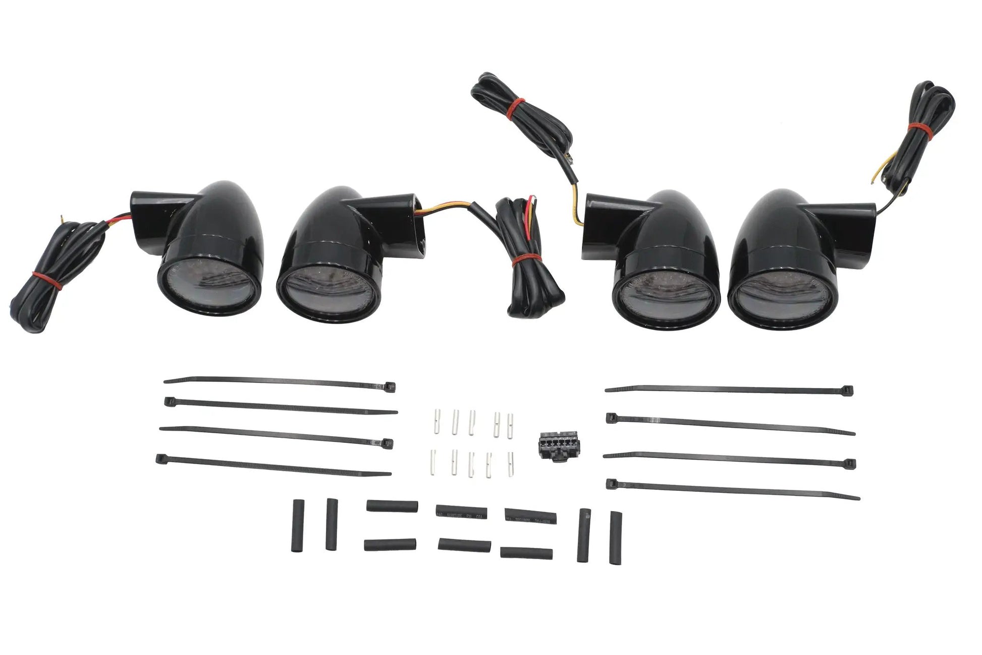 Wyatt Gatling Black Revox Bullet LED Turn Signal Lamp Kit for Harley Davidson FLH (1994-2003) by Wyatt Gatling