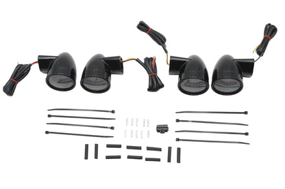 Wyatt Gatling Black Revox Bullet LED Turn Signal Lamp Kit for Harley Davidson FLH (1994-2003) by Wyatt Gatling