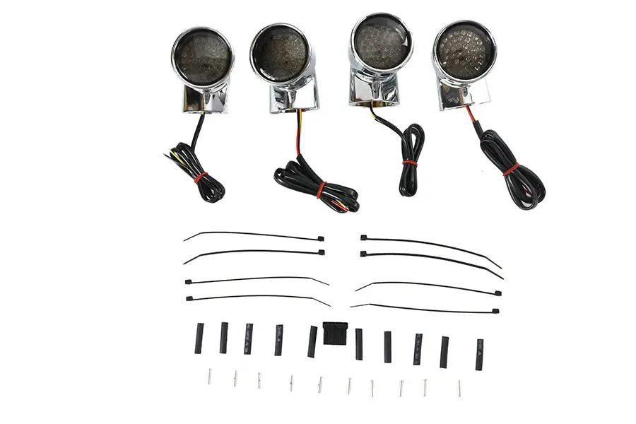 Wyatt Gatling Chrome Revox Bullet LED Turn Signal Lamp Kit for Harley Davidson FLH 1994-2003 by Wyatt Gatling