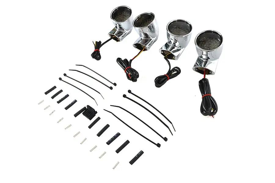 Wyatt Gatling Chrome Revox Bullet LED Turn Signal Lamp Kit for Harley Davidson FLH 1994-2003 by Wyatt Gatling